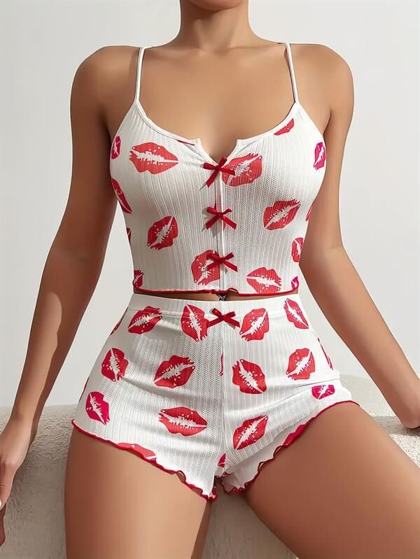 Arias Closet Dudak Desenli Şortlu Pijama Takımı