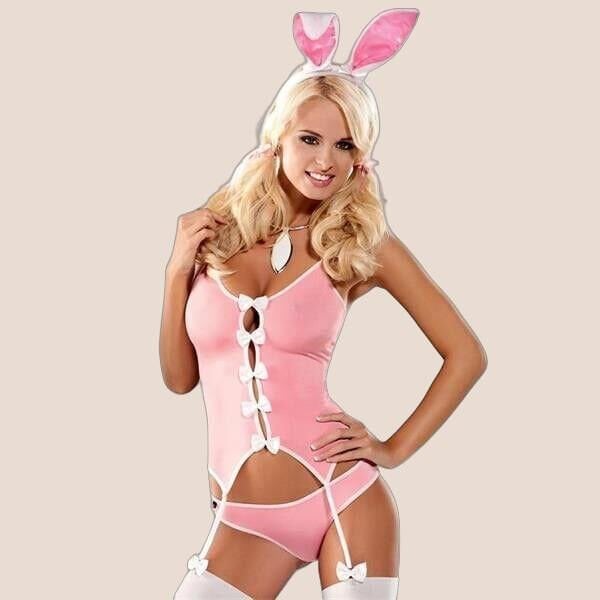 Arias Closet Pembe Fantezi Jartiyerli Tavşan Kız Kostümü