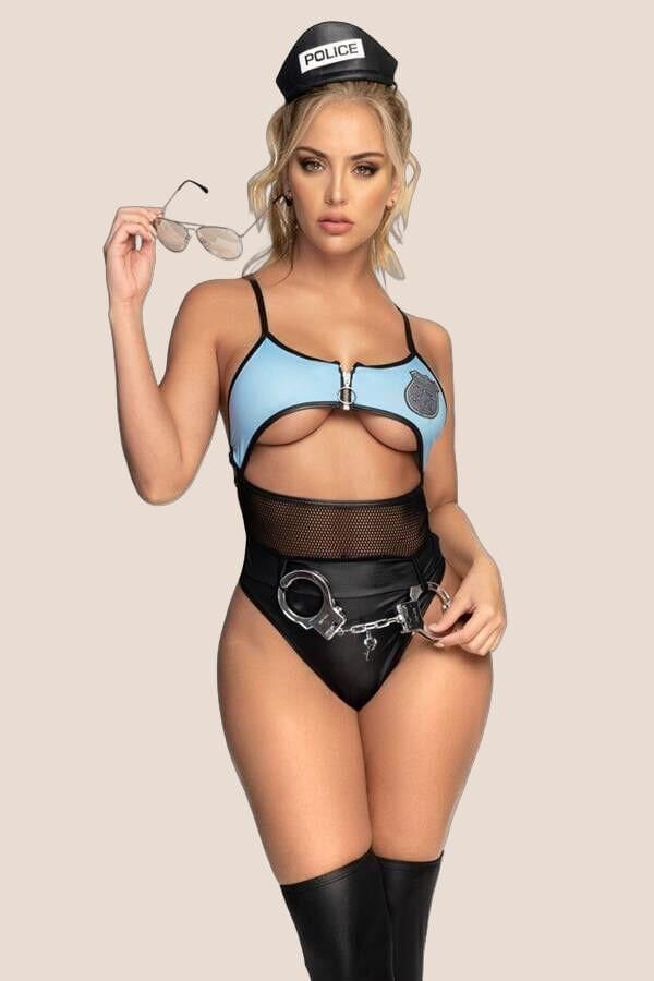 Arias Closet File Detaylı Fantezi Polis Kız Kostümü