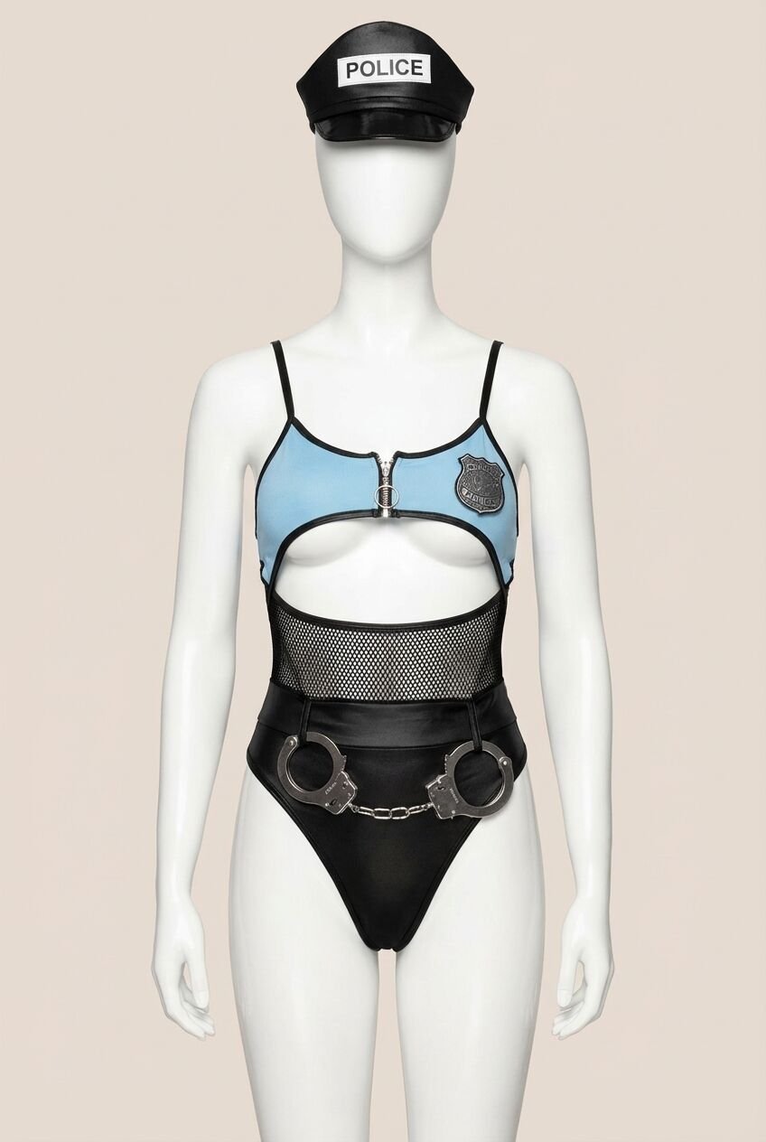 File Detaylı Fantezi Polis Kız Kostümü
