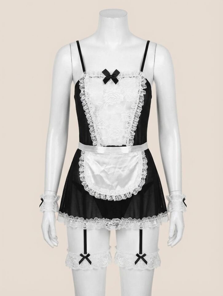 Dantel İşlemeli Fantezi Aksesuarlı Hizmetçi Kostümü