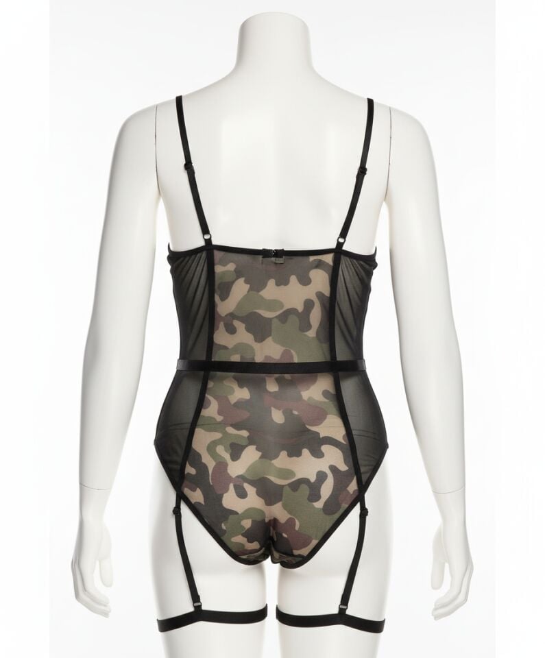 Arias Closet Büyük Beden Dantel İşlemeli Fantezi Body Asker Kostümü