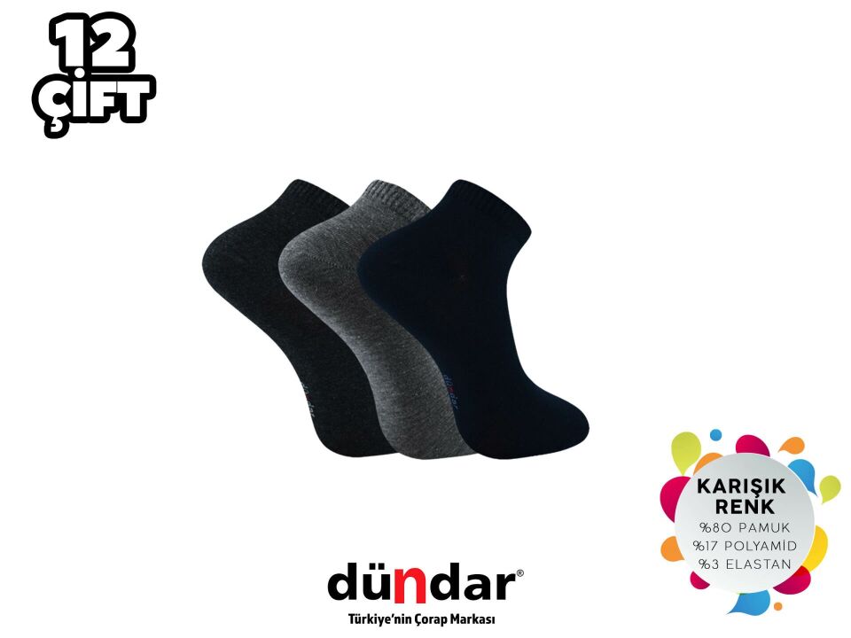 Dündar Dikişsiz Yıkamalı Kokulu Erkek Likralı Penye Patik Çorap 12'li