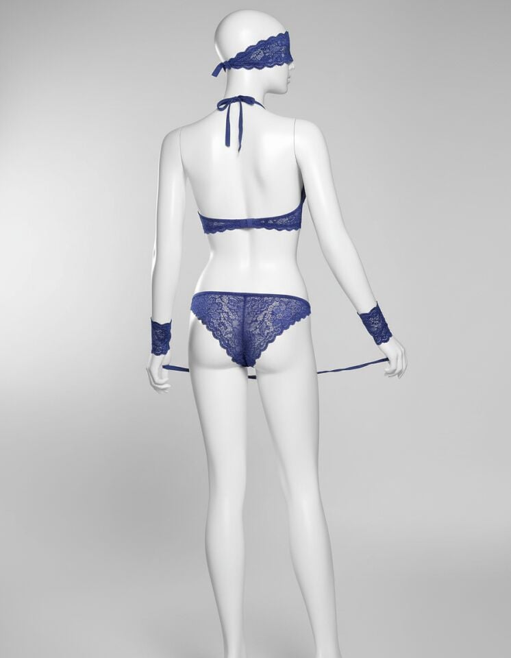 Arias Closet Mavi Dantelli Kelepçeli Fantezi Sütyen Külot Takımı