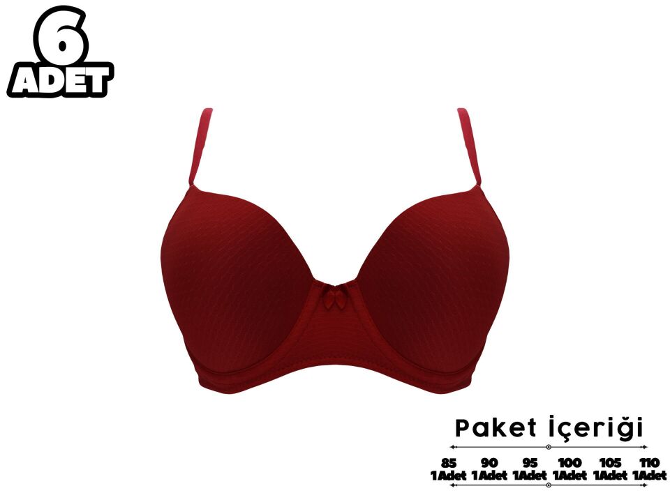 Liza 2090 C Cup Narçiçeği Jakarlı Bayan Desteksiz Sütyen 6'lı