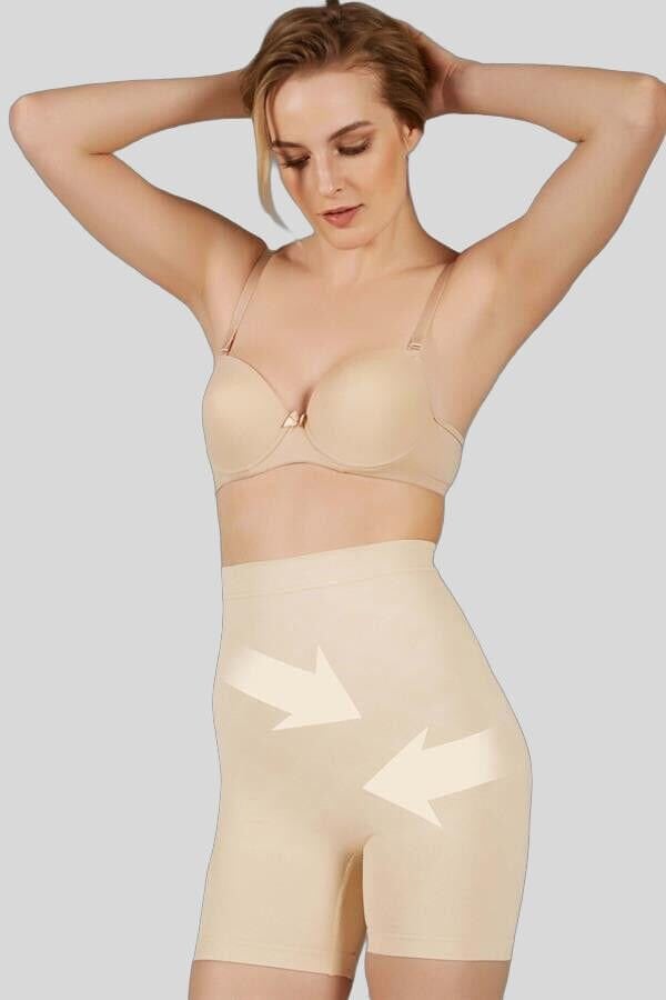 Kadın Toparlayıcı Bel İnceltici Dikişsiz Kısa Paçalı Yüksek Bel Sıkı Şort Korse