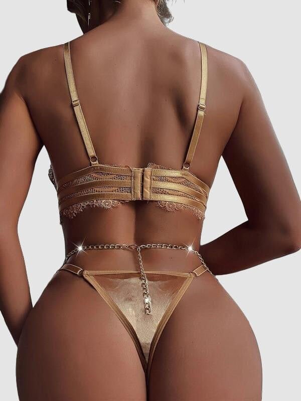 Arias Closet Sarı Zincir Detaylı Fantezi Sütyen Takımı
