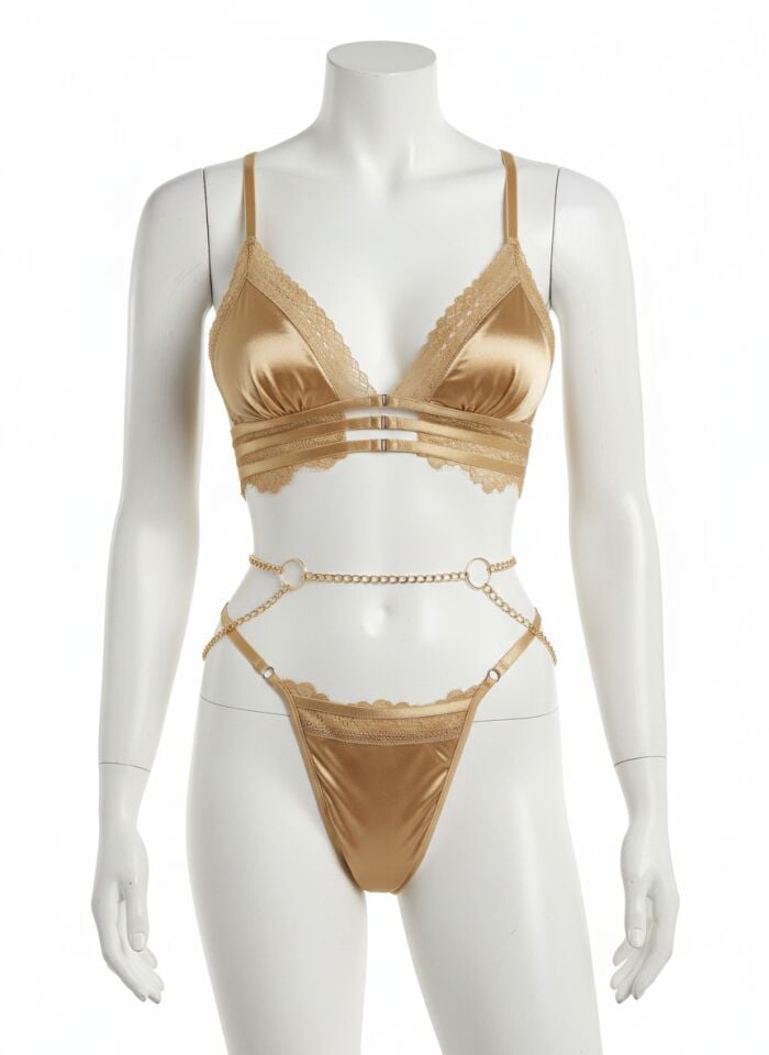 Arias Closet Sarı Zincir Detaylı Fantezi Sütyen Takımı