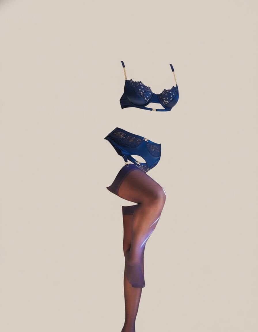 Arias Closet Mavi Dantel İşlemeli Zincir Detaylı Fantezi Jartiyer Takımı