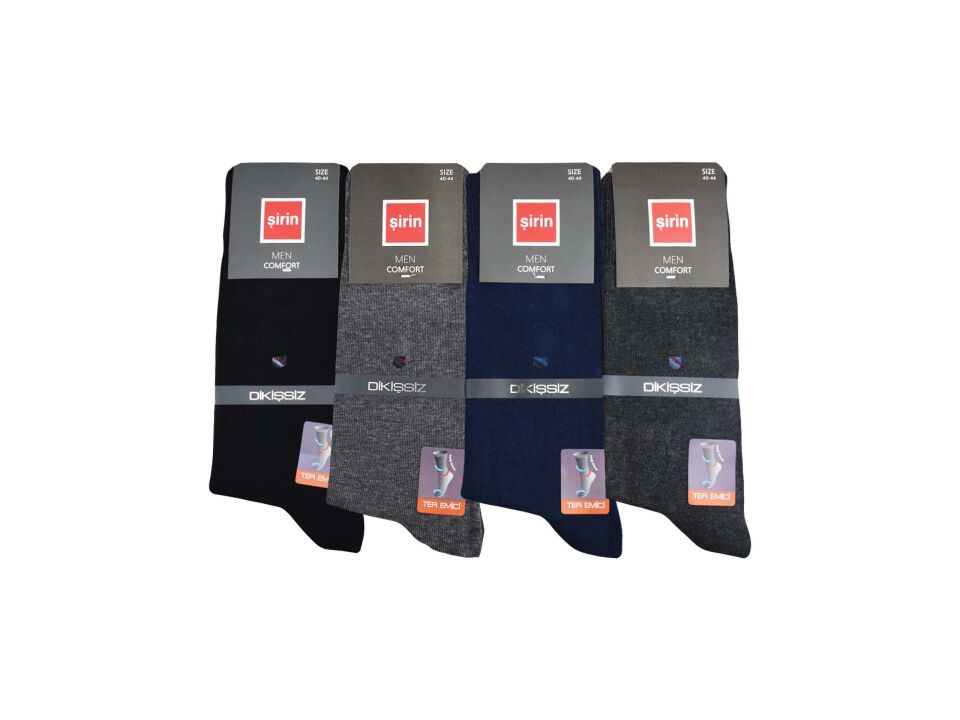 Şirin 7280-02 Ter Emici Dikişsiz Erkek Soket Çorap 12'li