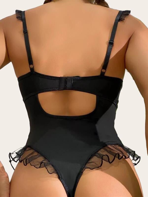 Arias Closet Siyah Tül İşlemeli Fantezi Body