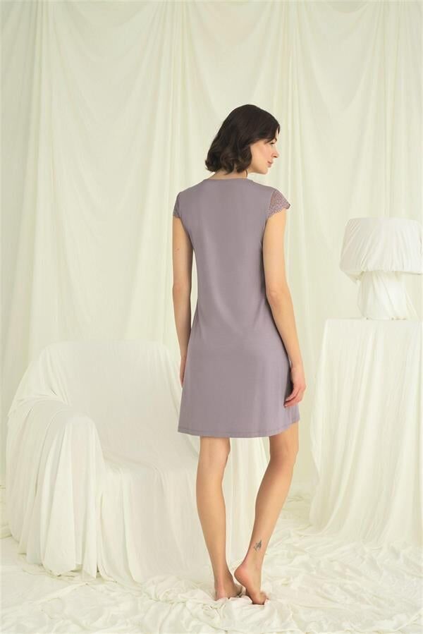 Arias Closet Kolu Omzu ve Yakası Dantelli Önü Düğmeli Gecelik