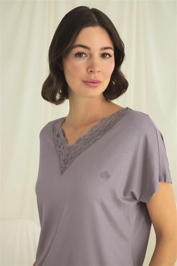 Arias Closet Kısa Kollu V Yakalı Dantelli Pijama Takımı