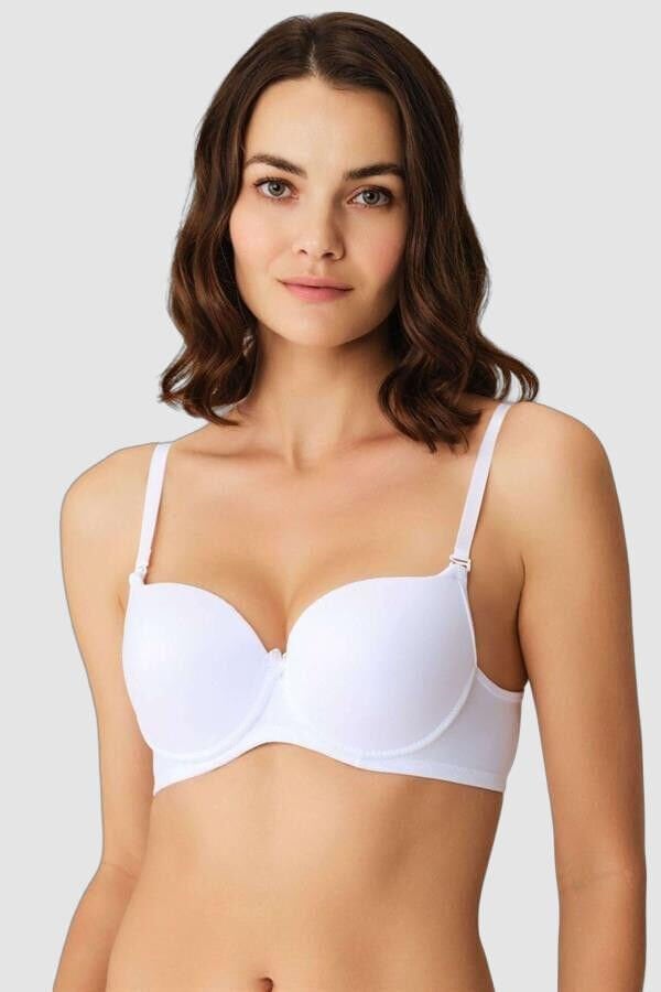 Balenli Desteksiz Dolgusuz Askıları Çıkabilen Günlük Klasik T-Shirt Sütyeni