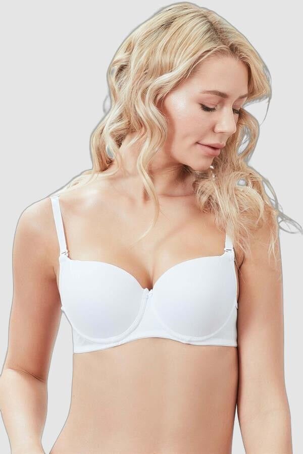 Balenli Desteksiz Dolgusuz Askıları Çıkabilen Günlük Klasik T-Shirt Sütyeni