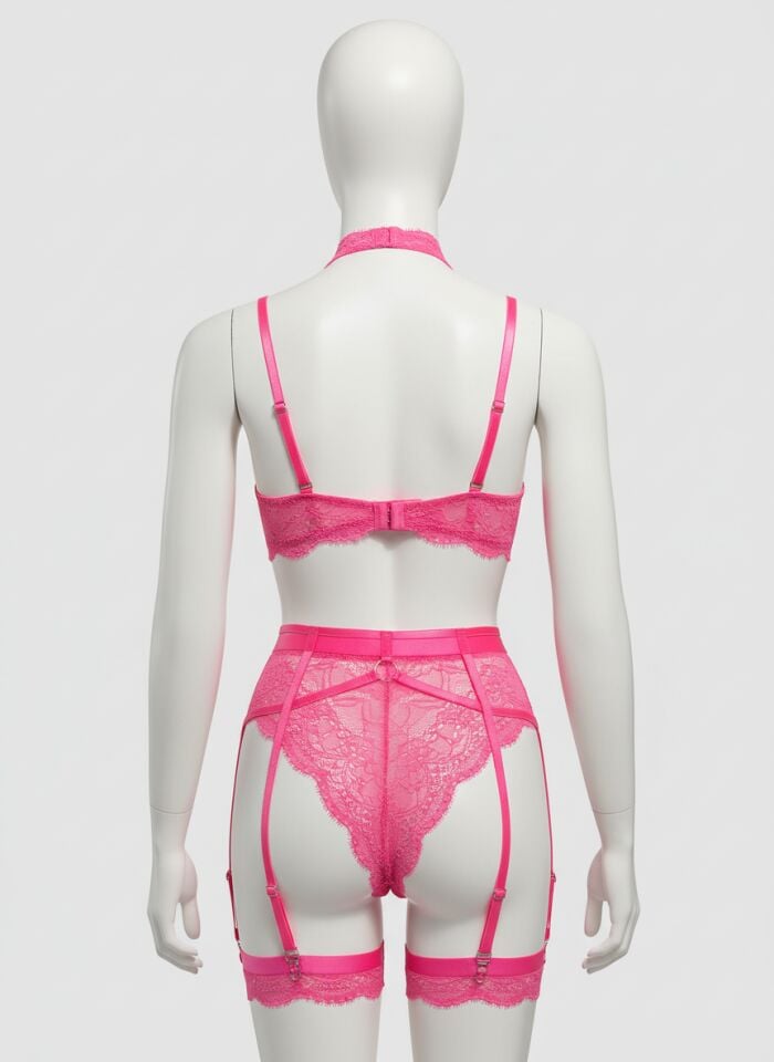 Arias Closet Fuşya Dantel İşlemeli Fantezi Dolgulu Sütyen Takımı