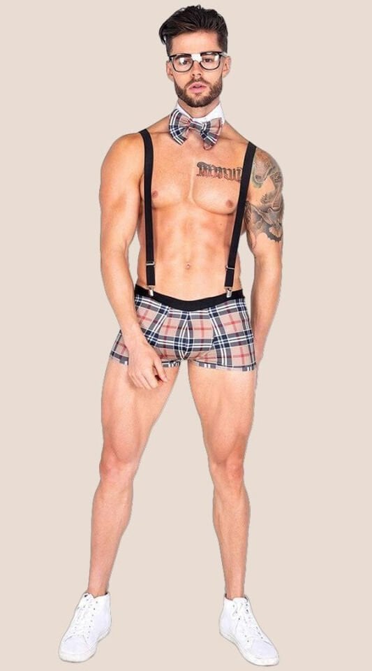 Arias Closet Ekose Desenli Boxerlı Fantezi Erkek Kostüm