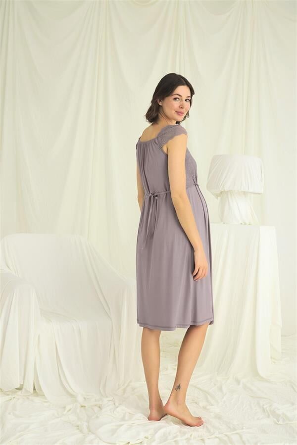 Arias Closet Dantelli Önü Düğmeli Hamile Lohusa Sabahlık Takımı