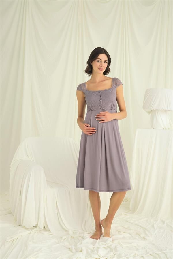 Arias Closet Dantelli Önü Düğmeli Hamile Lohusa Sabahlık Takımı