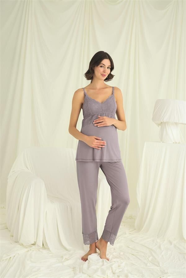 Arias Closet Dantelli Hamile Lohusa 3'lü Pijama Takımı