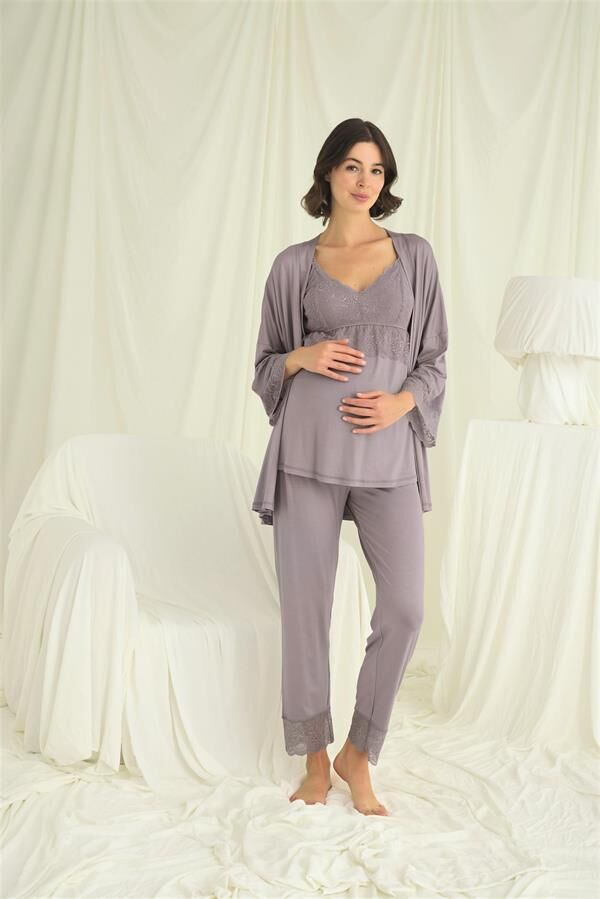 Arias Closet Dantelli Hamile Lohusa 3'lü Pijama Takımı