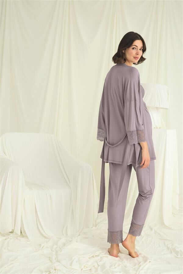 Arias Closet Dantelli Hamile Lohusa 3'lü Pijama Takımı