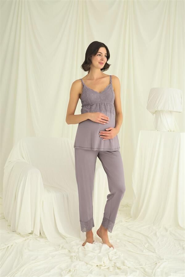Arias Closet Dantelli Hamile Lohusa 3'lü Pijama Takımı