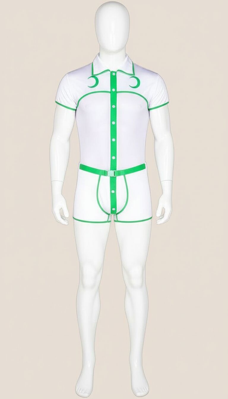 Arias Closet Beyaz Yeşil Şeritli Fantezi Erkek Kostüm