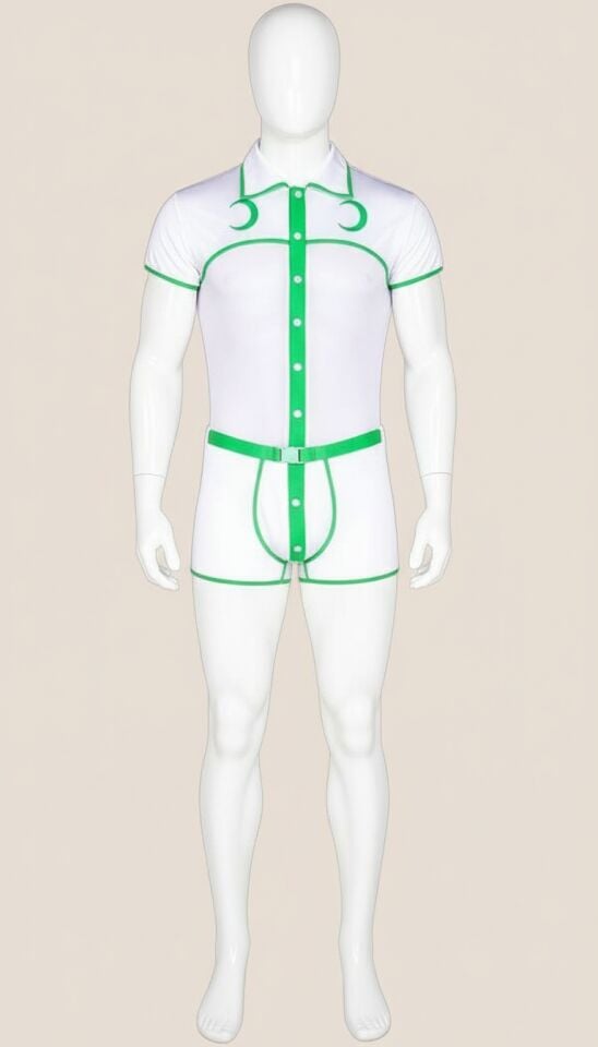 Arias Closet Beyaz Yeşil Şeritli Fantezi Erkek Kostüm