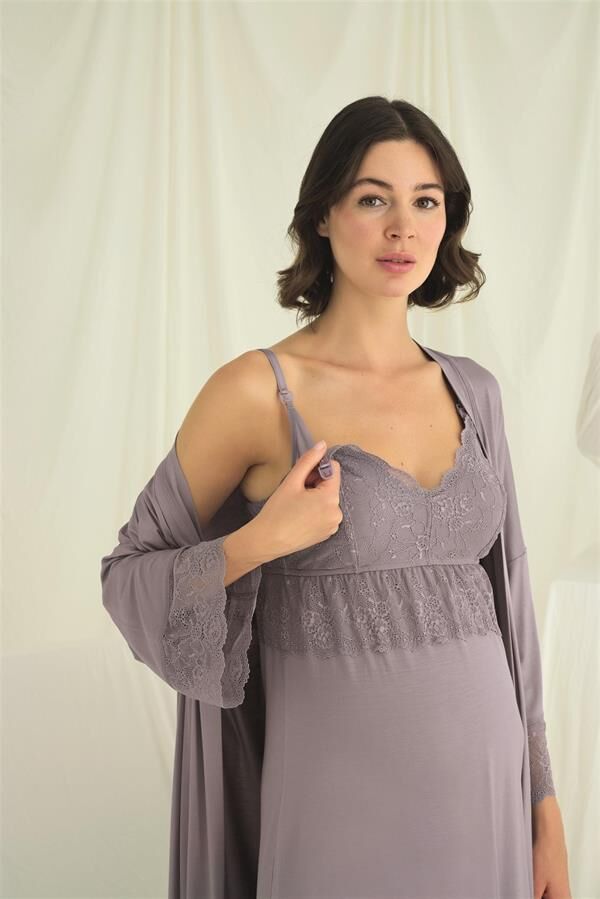 Arias Closet Dantelli Hamile Lohusa Sabahlık Takımı