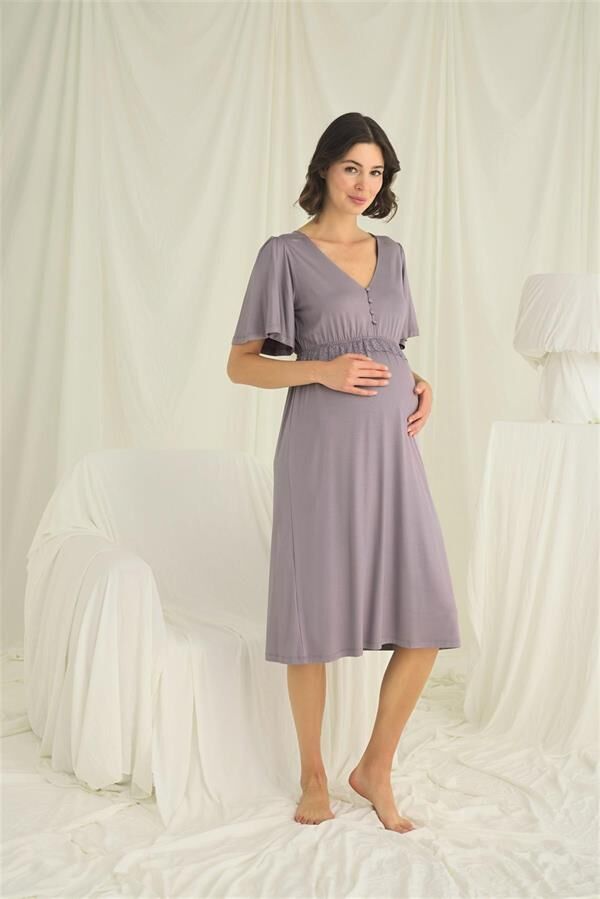 Arias Closet Dantelli Önü Düğmeli Hamile Lohusa Gecelik