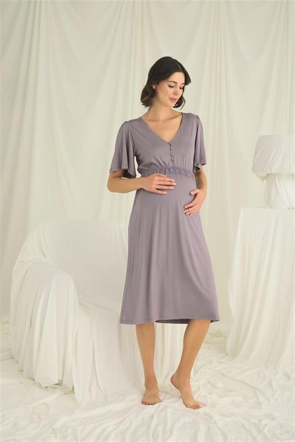 Arias Closet Dantelli Önü Düğmeli Hamile Lohusa Gecelik