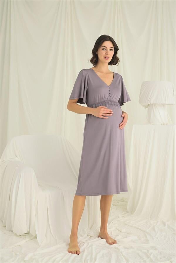 Arias Closet Dantelli Önü Düğmeli Hamile Lohusa Gecelik