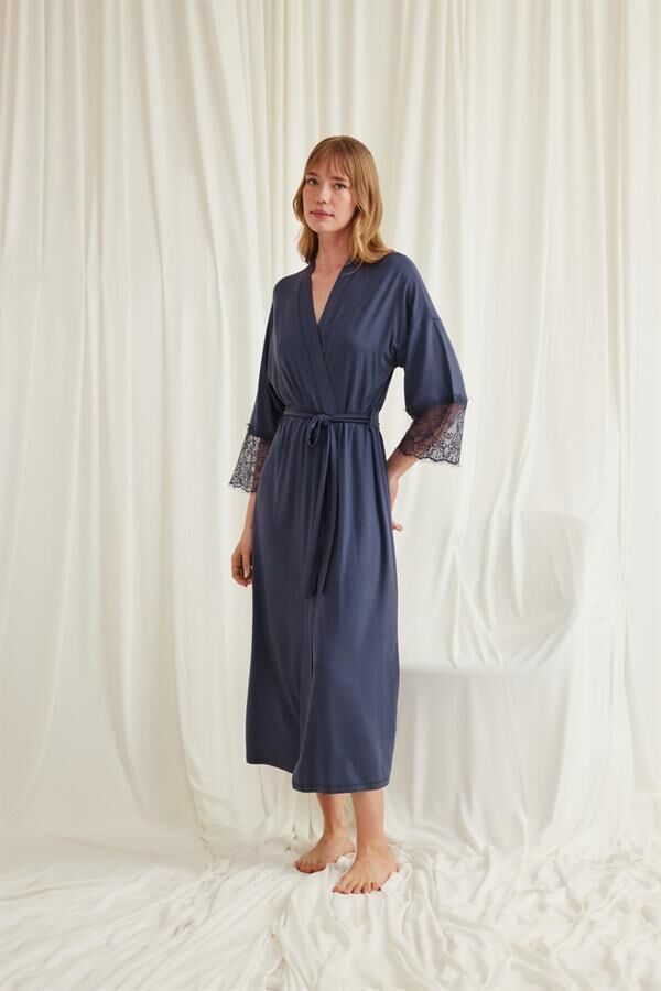 Arias Closet Dantelli ve Kuşaklı Sabahlık