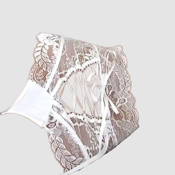 Arkası İp Detaylı Fantezi Beyaz Külot