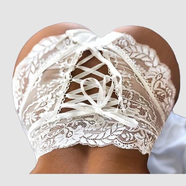 Arkası İp Detaylı Fantezi Beyaz Külot