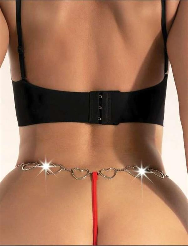 Arias Closet Kalpli Metal Aksesuarlı Fantezi Kırmızı String Tanga