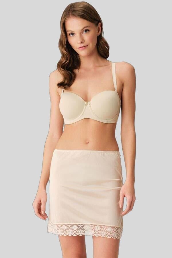 Kadın Polyamid Kumaşlı Dantelli Diz Üstü Kısa Etek Altı Jüpon