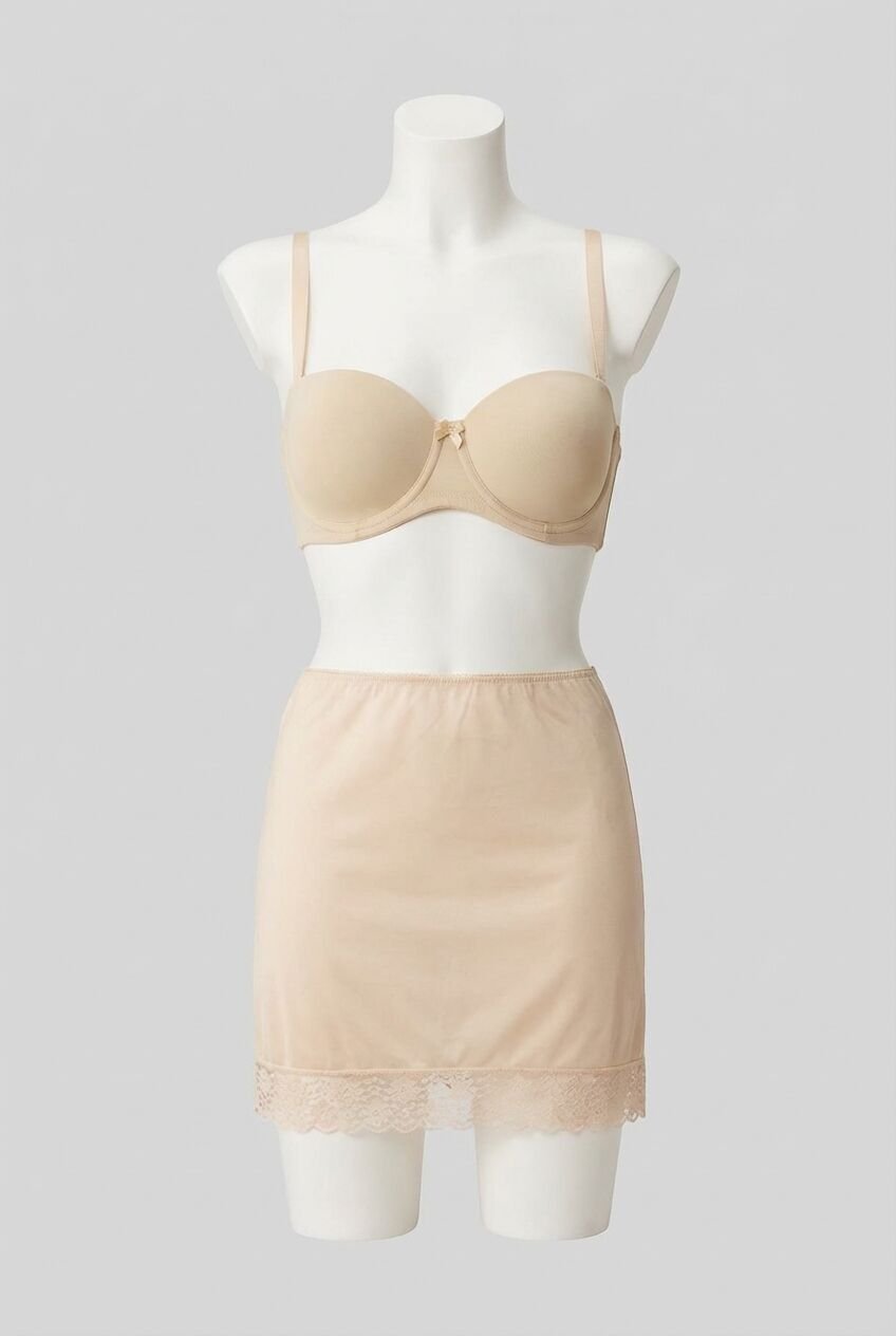 Kadın Polyamid Kumaşlı Dantelli Diz Üstü Kısa Etek Altı Jüpon