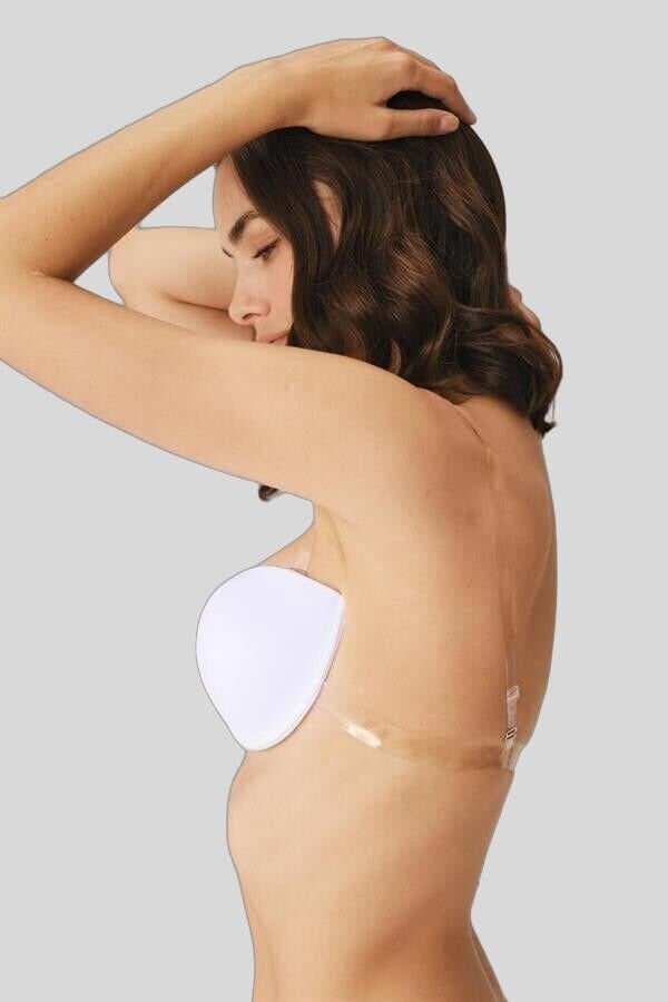 Kadın Balenli Destekli Dolgulu Askısız Straplez Sırtı Şeffaf Sırt Dekoltesi Sütyeni