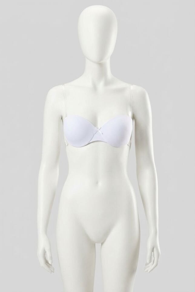Kadın Balenli Destekli Dolgulu Askısız Straplez Sırtı Şeffaf Sırt Dekoltesi Sütyeni