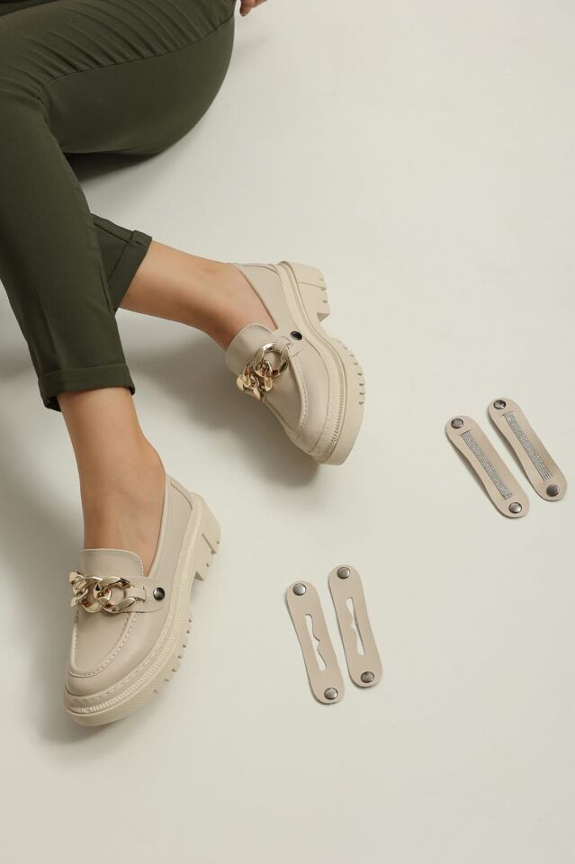 Loafers Günlük Kadın Krem Ayakkabı 38