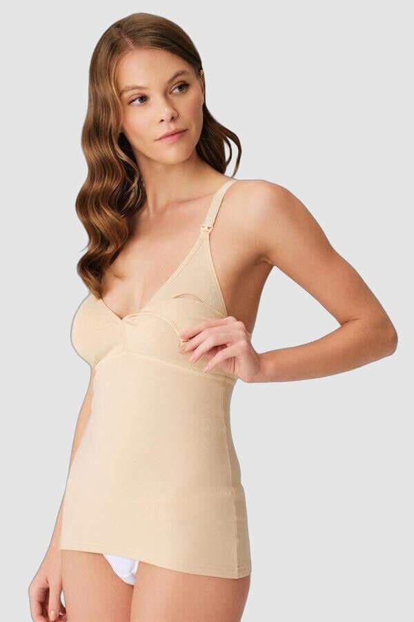 Modal Pamuklu Lohusa Önden Açılan Ten Emzirme Atleti