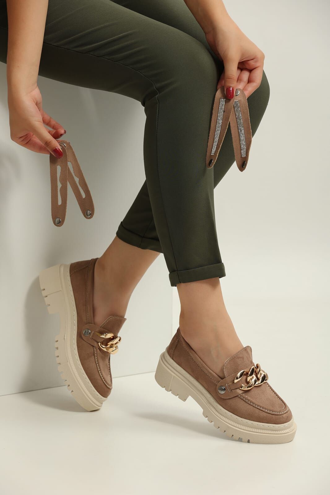 Loafers Günlük Kadın Süet Kahverengi Ayakkabı
