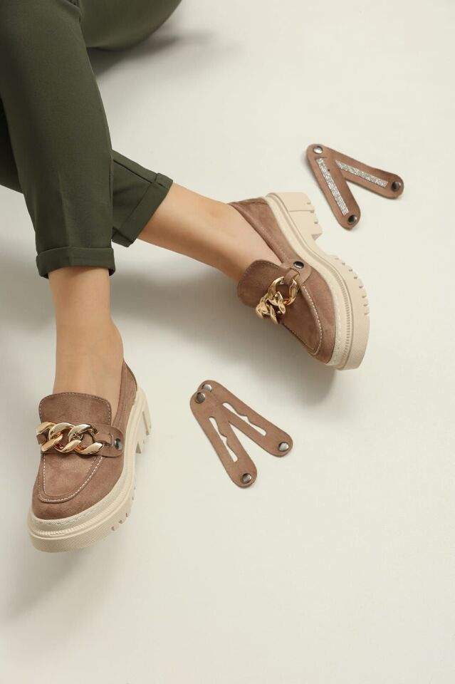 Loafers Günlük Kadın Süet Kahverengi Ayakkabı 40