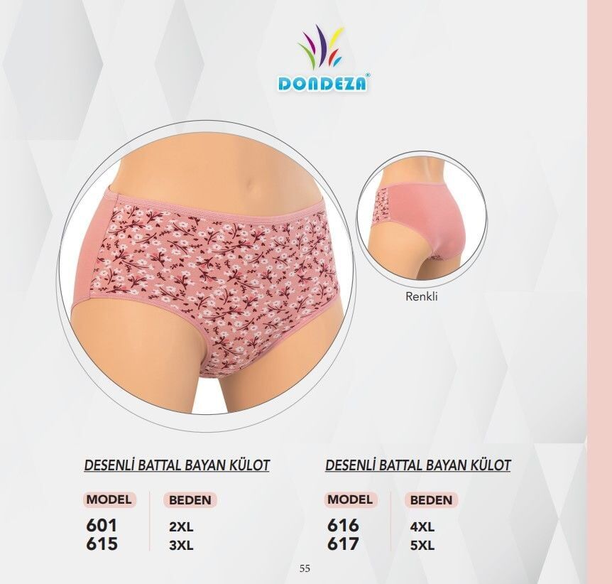 Dondeza 615 3XL Desenli Bayan Bato 12'li