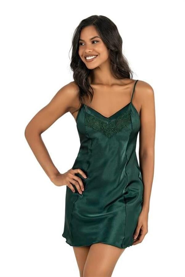 Arias Closet Yeşil Kısa Saten Gecelik 8231