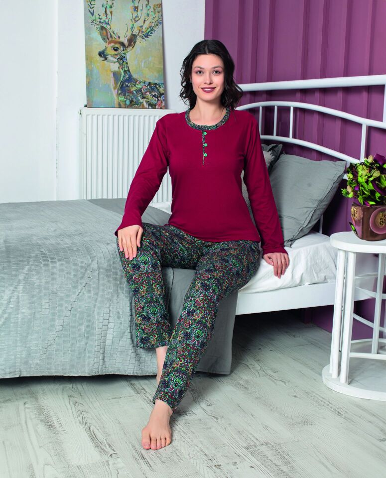 Tekten 5260 Bayan Uzun Kollu Pijama Takım 4'lü