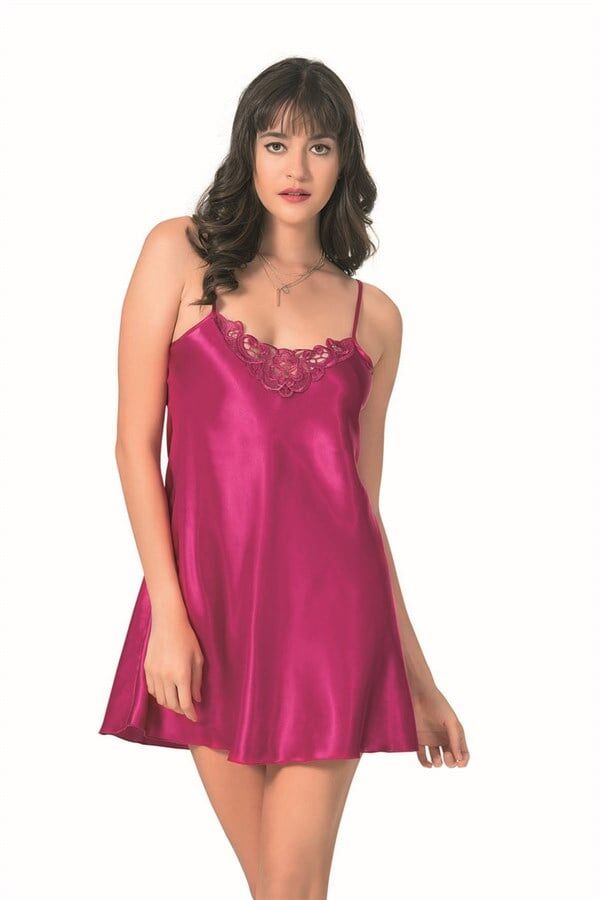 Arias Closet Vişne Kısa Saten Gecelik