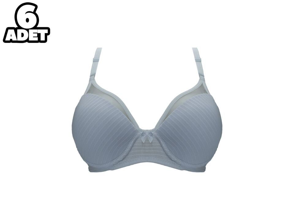 Liza 2250 Beyaz Balenli Desteksiz Yarım Kulaklı Sütyen 6'lı